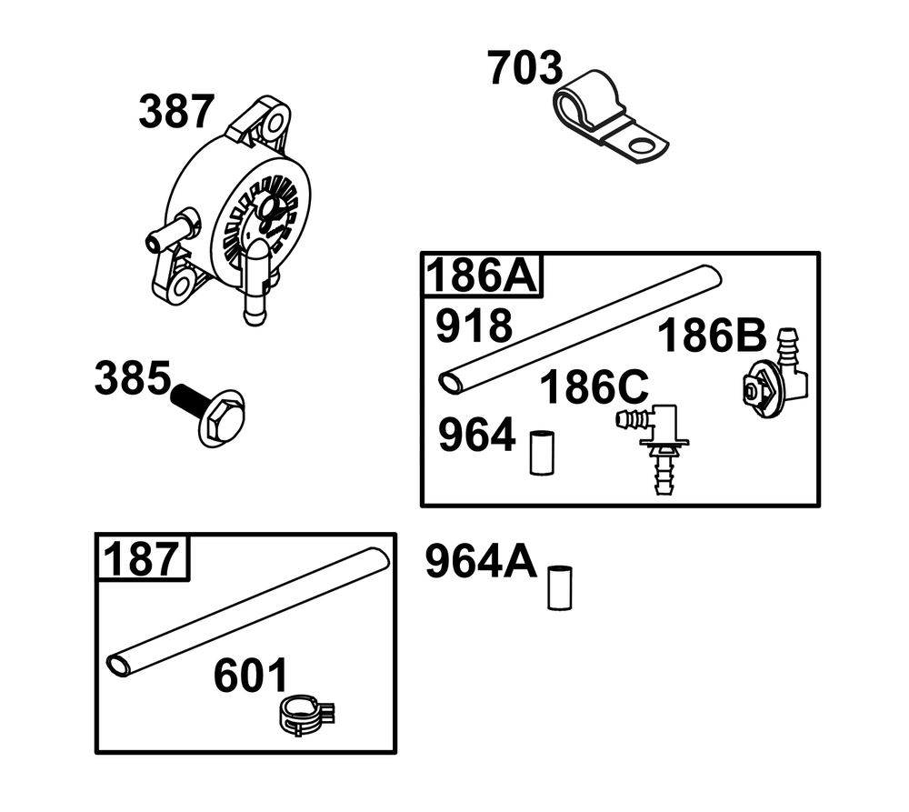 Fuel Supply Group Diagram and Parts List for 44J677-0015-G1  Briggs and Stratton Engine